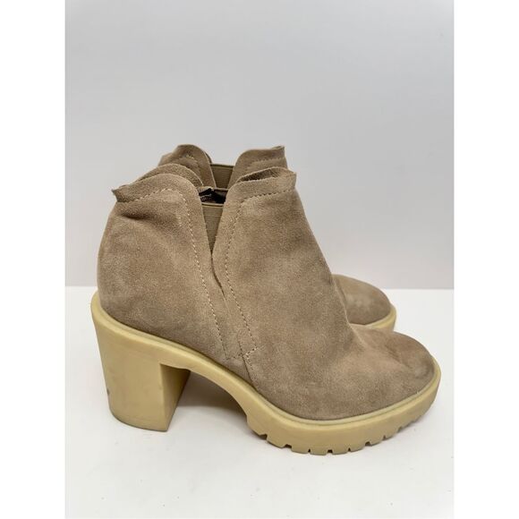 Dolce Vita Leather Boots Waterproof Tan Size 9.5 Block Heel Ankle Booties - Picture 3 of 9